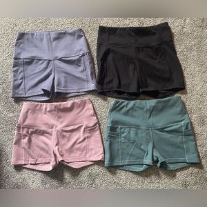 Spandex Yoga Shorts with Pockets for Women - 4 Pack